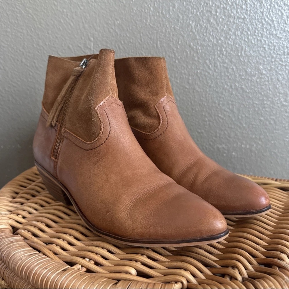 FRYE & CO. Womens 8.5/9? See Desc COGNAC RUBIE LEATHER Round Toe Side Zip Bootie